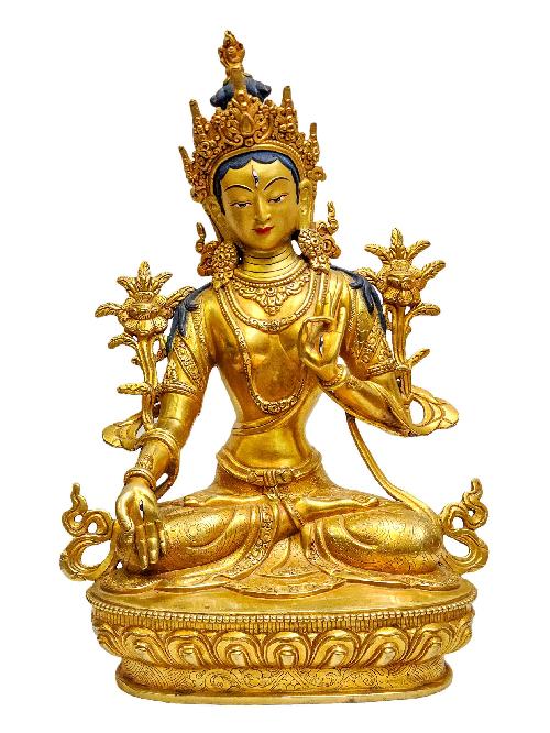 [white Tara], Buddhist Handmade Statue, [full Gold Plated], [painted Face], [high Quality]