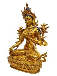 [white Tara], Buddhist Handmade Statue, [full Gold Plated], [painted Face], [high Quality]