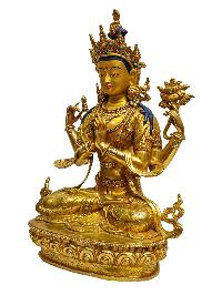 [chenrezig], Buddhist Handmade Statue, [full Gold Plated], [painted Face], [high Quality]