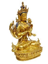 [chenrezig], Buddhist Handmade Statue, [full Gold Plated], [painted Face], [high Quality]