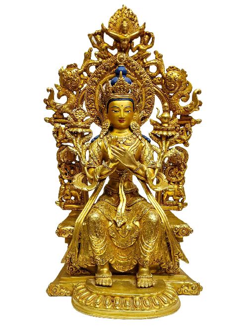 [maitreya Buddha
], Buddhist Handmade Statue, [full Gold Plated], [painted Face]