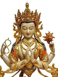 [chenrezig], Tibetan Buddhist Handmade Statue, [partly Fire Gold Plated], [high Quality]