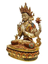 [chenrezig], Tibetan Buddhist Handmade Statue, [partly Fire Gold Plated], [high Quality]