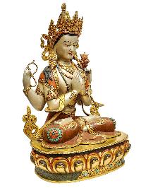 [chenrezig], Tibetan Buddhist Handmade Statue, [partly Fire Gold Plated], [high Quality]