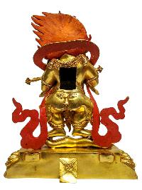 [mahakala Two Arms], Buddhist Handmade Statue, [full Gold Plated], [painted Face], [high Quality]