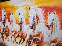 Oil Painting, 7 Horses Vastu,  By Basu Dev Pyakurel