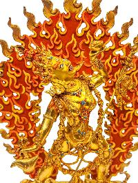 [vajrayogini], Buddhist Handmade Statue, [full Gold Plated], [painted Face] And [stone Setting]