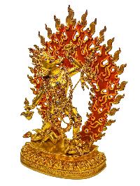 [vajrayogini], Buddhist Handmade Statue, [full Gold Plated], [painted Face] And [stone Setting]