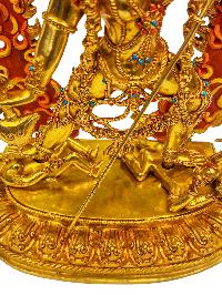 [vajrayogini], Buddhist Handmade Statue, [full Gold Plated], [painted Face] And [stone Setting]