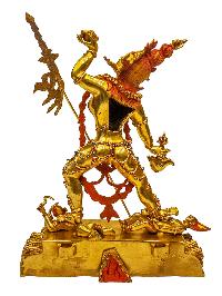 [vajrayogini], Buddhist Handmade Statue, [full Gold Plated], [painted Face] And [stone Setting]