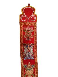 Tibetan Cochin Brocade Wall Hanging With Embroidered Ashtamangala