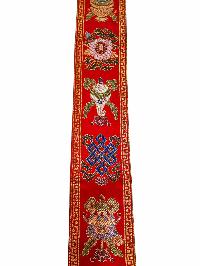 Tibetan Cochin Brocade Wall Hanging With Embroidered Ashtamangala