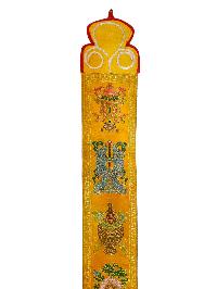 Tibetan Cochin Brocade Wall Hanging With Embroidered Ashtamangala