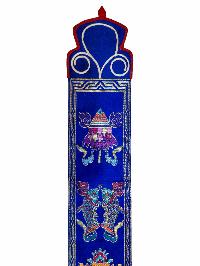 Tibetan Cochin Brocade Wall Hanging With Embroidered Ashtamangala