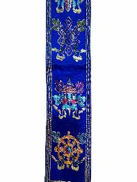 Tibetan Cochin Brocade Wall Hanging With Embroidered Ashtamangala