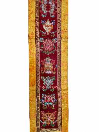 Tibetan Cochin Brocade Wall Hanging With Embroidered Ashtamangala