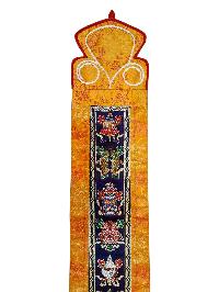 Tibetan Cochin Brocade Wall Hanging With Embroidered Ashtamangala