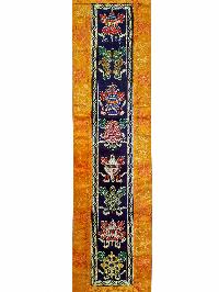 Tibetan Cochin Brocade Wall Hanging With Embroidered Ashtamangala