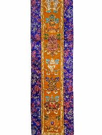 Tibetan Cochin Brocade Wall Hanging With Embroidered Ashtamangala