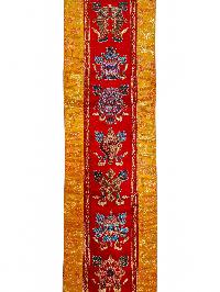 Tibetan Cochin Brocade Wall Hanging With Embroidered Ashtamangala