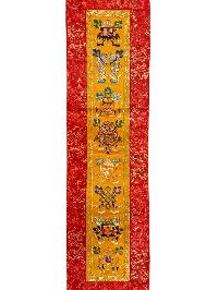 Tibetan Cochin Brocade Wall Hanging With Embroidered Ashtamangala