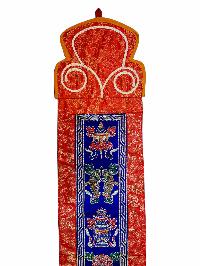 Tibetan Cochin Brocade Wall Hanging With Embroidered Ashtamangala