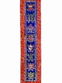 Tibetan Cochin Brocade Wall Hanging With Embroidered Ashtamangala