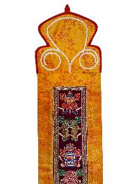 Tibetan Cochin Brocade Wall Hanging With Embroidered Ashtamangala