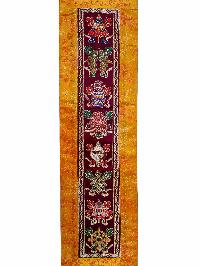 Tibetan Cochin Brocade Wall Hanging With Embroidered Ashtamangala