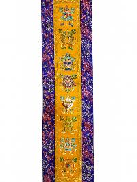 Tibetan Cochin Brocade Wall Hanging With Embroidered Ashtamangala