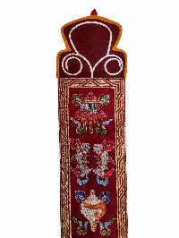 Tibetan Cochin Brocade Wall Hanging With Embroidered Ashtamangala