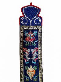 Tibetan Cochin Brocade Wall Hanging With Embroidered Ashtamangala