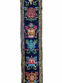 Tibetan Cochin Brocade Wall Hanging With Embroidered Ashtamangala