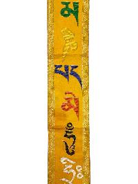 Tibetan Cochin Brocade Wall Hanging With Embroidered Om Mani Padme Hum