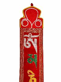 Tibetan Cochin Brocade Wall Hanging With Embroidered Om Mani Padme Hum