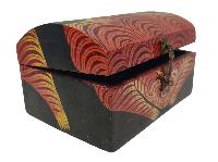 Tibetan Ritual Wooden Cheppu Box, Traditional Color Painted