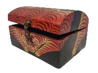 Tibetan Ritual Wooden Cheppu Box, Traditional Color Painted