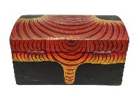 Tibetan Ritual Wooden Cheppu Box, Traditional Color Painted