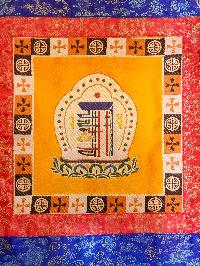 Tibetan Cochin Brocade Wall Hanging With Embroidered Kalachakra