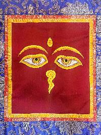 Tibetan Cochin Brocade Wall Hanging With Embroidered Buddha Eye