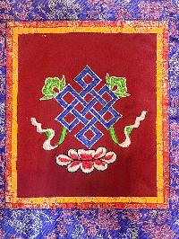 Tibetan Cochin Brocade Wall Hanging With Embroidered Endless Knot