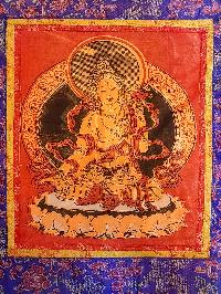 Tibetan Cochin Brocade Wall Hanging With Embroidered White Tara