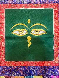 Tibetan Cochin Brocade Wall Hanging With Embroidered Buddha Eye