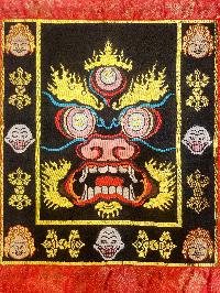 Tibetan Cochin Brocade Wall Hanging With Embroidered Bhairav