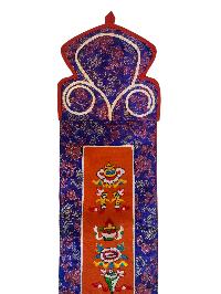 Tibetan Cochin Brocade Wall Hanging With Embroidered Ashtamangala