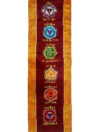 Tibetan Cochin Brocade Wall Hanging With Embroidered Sy