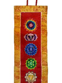 Tibetan Cochin Brocade Wall Hanging With Embroidered 7 Chakra