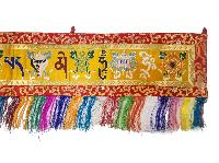 Tibetan Cochin Brocade Wall Hanging With Embroidered Ashtamangala