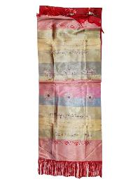 Tibetan Traditional Ceremonial Scarf Or [khada] With Embroidered Ashtamangala