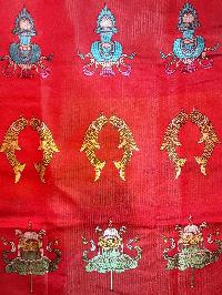 Tibetan Traditional Ceremonial Scarf Or [khada] With Embroidered Ashtamangala